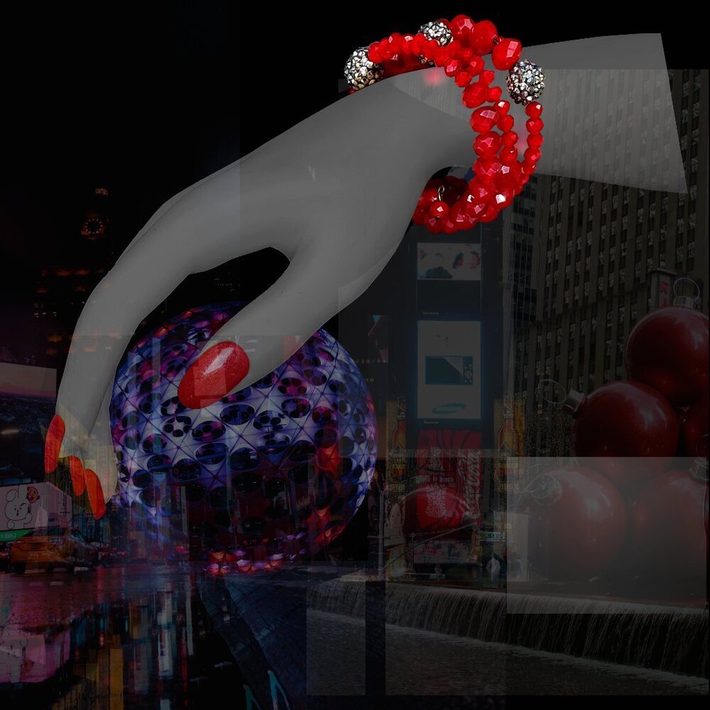 BRACELET Faux Ruby & Rhinestones